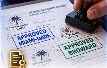 Close-up of a hand stamping transportation paperwork on a professional desk
